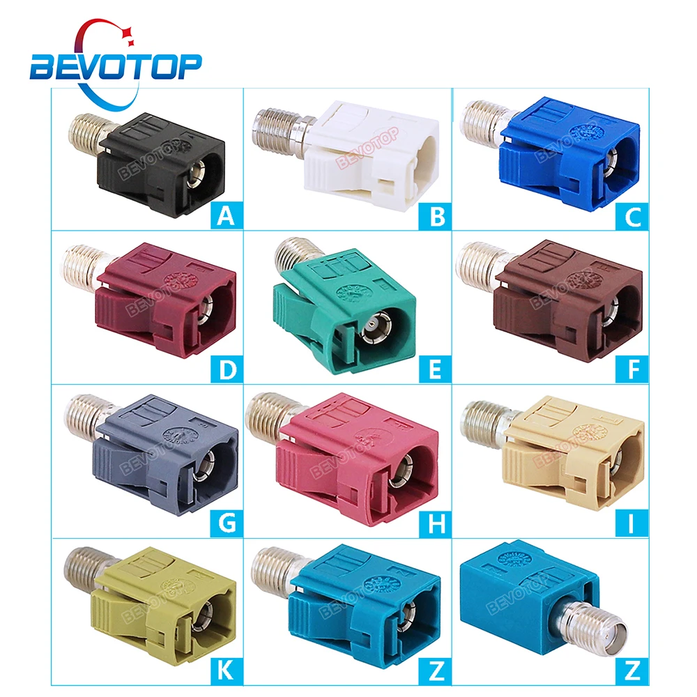 2PCS/LOT SMA to Fakra Adapter SMA Female to Fakra Female Jack Code A/B/C/D/E/F/G/H/I/K/Z BEVOTOP RF Adaptor