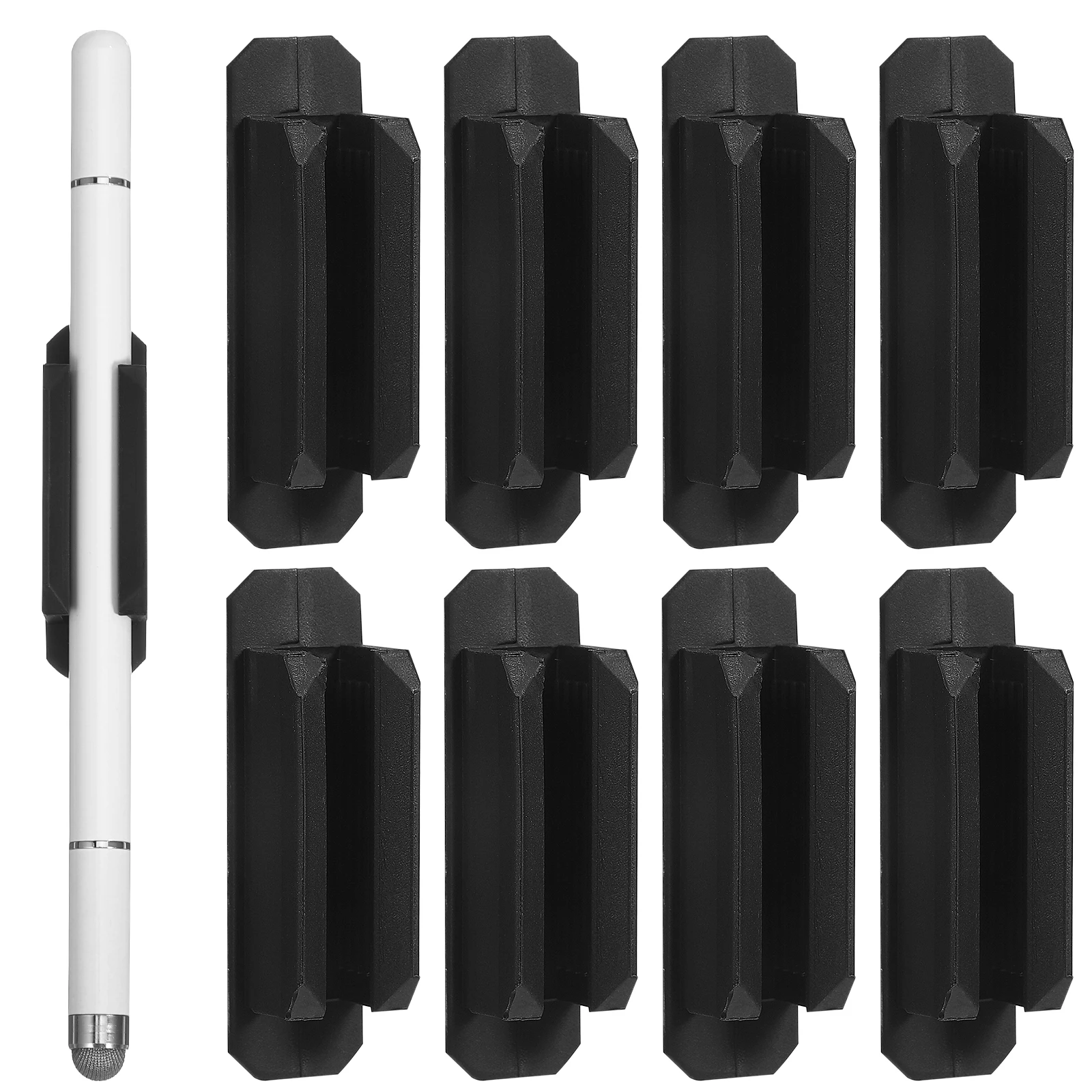

8 pcs Black Silicone Pen Holder 5 5cm Adhesive Desk Wall Marker Storage Pencil Notebook Office Sturdy Wear Resistant Compact