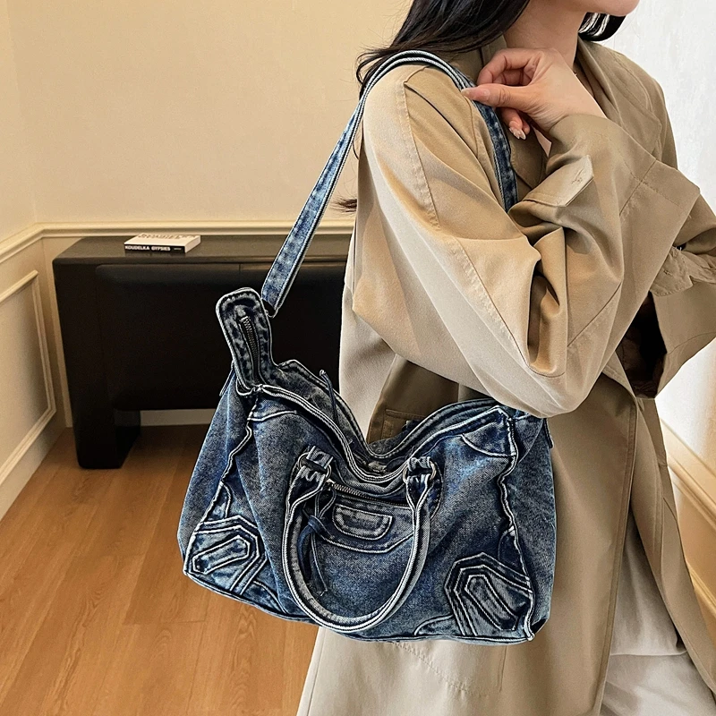 대용량 여성 데님 핸드백 토트백 고품질 여성용 솔리드  - Women Bags Jeans 리뷰 및 가격