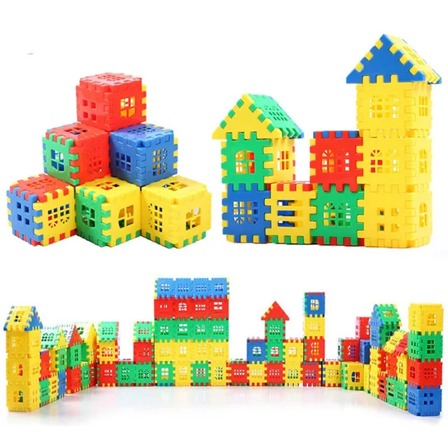 Klocki kolorowe plastikowe puzzle dla dzieci zabawki w wieku 3-6 lat montaż domu wkładanie dziewczyny chłopcy prezent urodzinowy TMZ