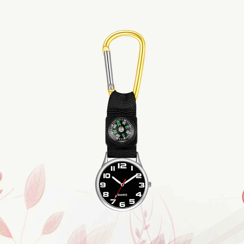 

Mountaineering Nurse Watch Yellow Simple Design Carabiner Clip Outdoor Sports Travel Hiking Climbing Hospital Work Pocket