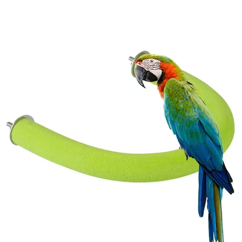 Bird Perch Bright Color Stand U-Shape Beak & Paw Grinding Rough Surface for Small Birds Inside Cage