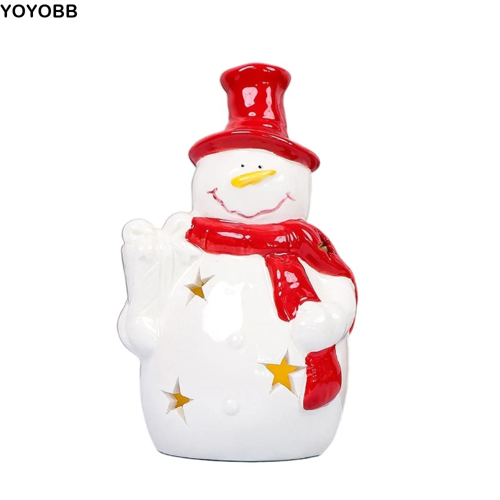Desktop Decoration Ornament Ceramic Christmas Night Light Cute Creative Atmosphere Light Lifelike Handmade Projector Lamp Kids