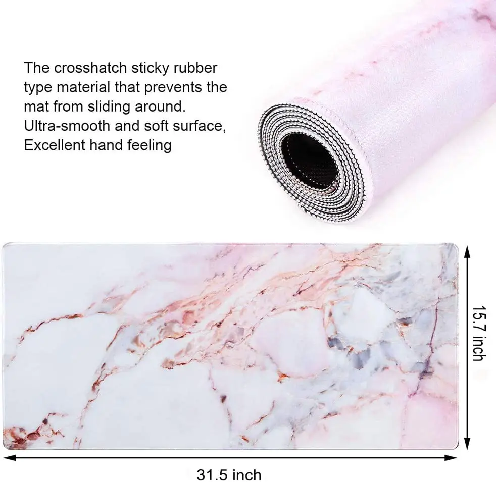 Office Desk Mat 35.4 ×15.7 Large Gaming Mouse Pad Durable Extended Computer Mouse Pad with Non-Slip Rubber Base,Colorful Marble2