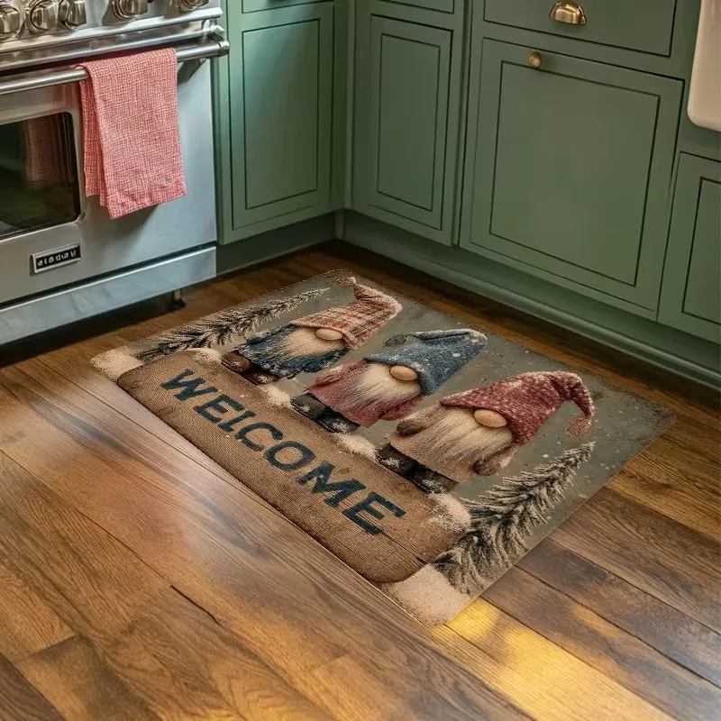 Charming Christmas Elf Washable Floor Mat Decorative Door Rug Perfect For Indoor Outdoor Entryway Welcome Accent