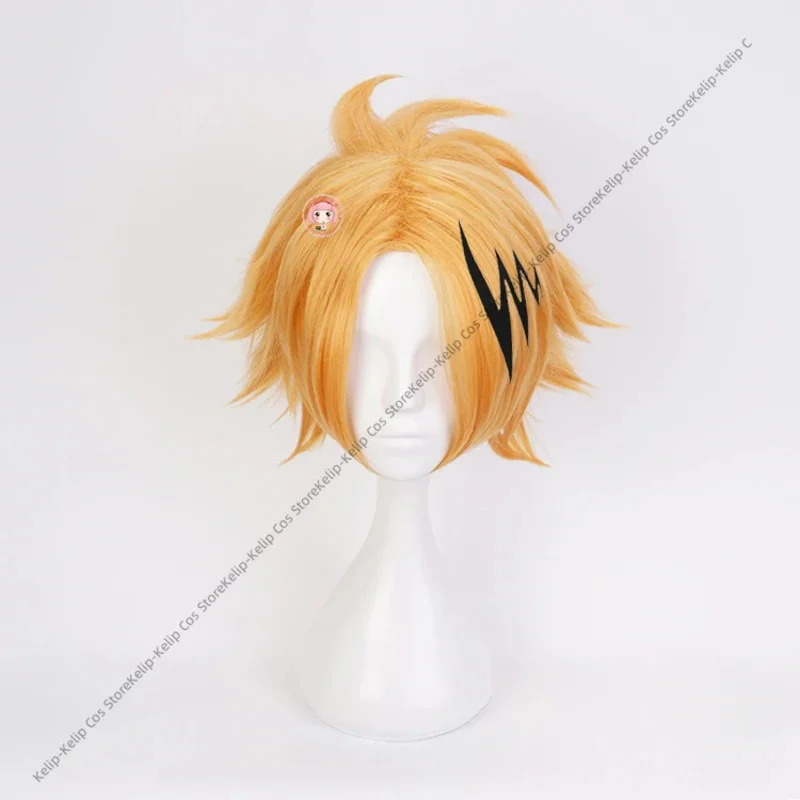 Anime My Hero Academia Cosplay Costume Kaminari Denki Short Wigs Hairpin Black Uniform Suit Halloween Christmas Party Outfit