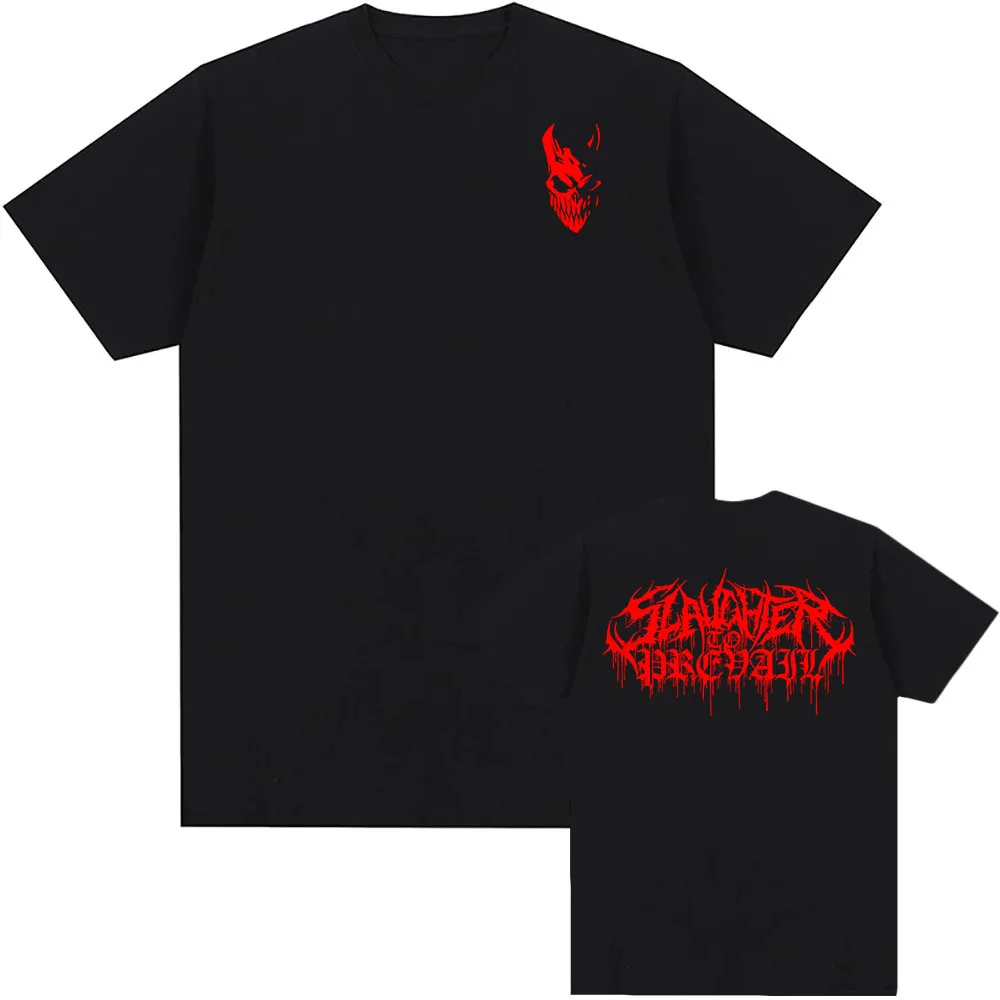 

White Logo Mask Graphic Tees SLAUGHTER TO PREVAIL Rock Band Tshirts Hip Hop Unisex Streetwear Cotton Short Sleeve Male T Shirt