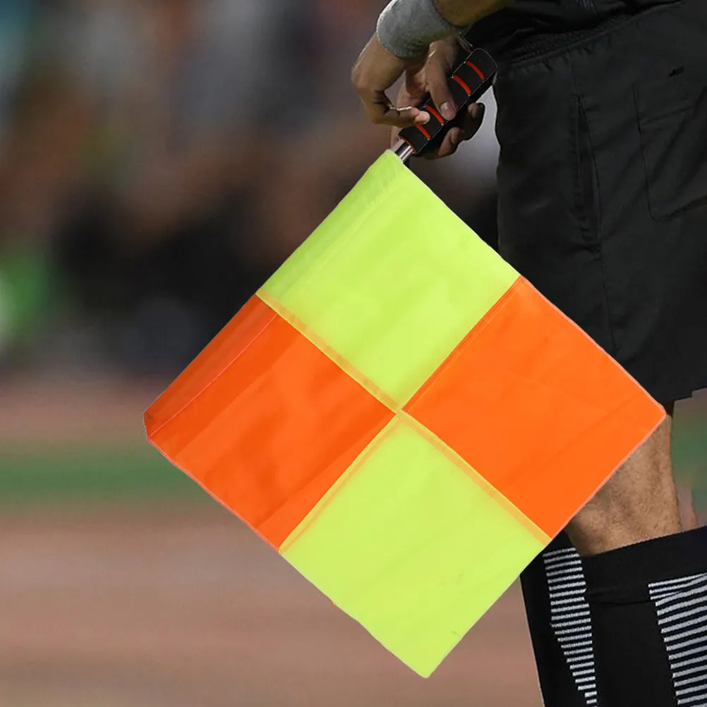 2Pcs Warning Referee Flags Competition Signal Flags Stainless Steel Handle Spongy Grip Light Weight for Traffic Direction Soccer view 5
