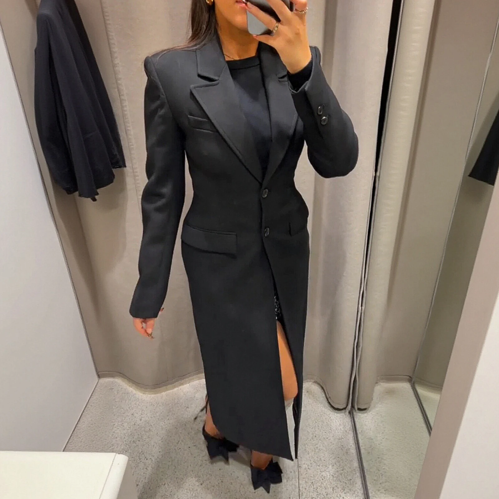 

Autumn Winter Casual Style Coat Women's Top Class Decorative Buttons Fashionable Outerwear for Ladies