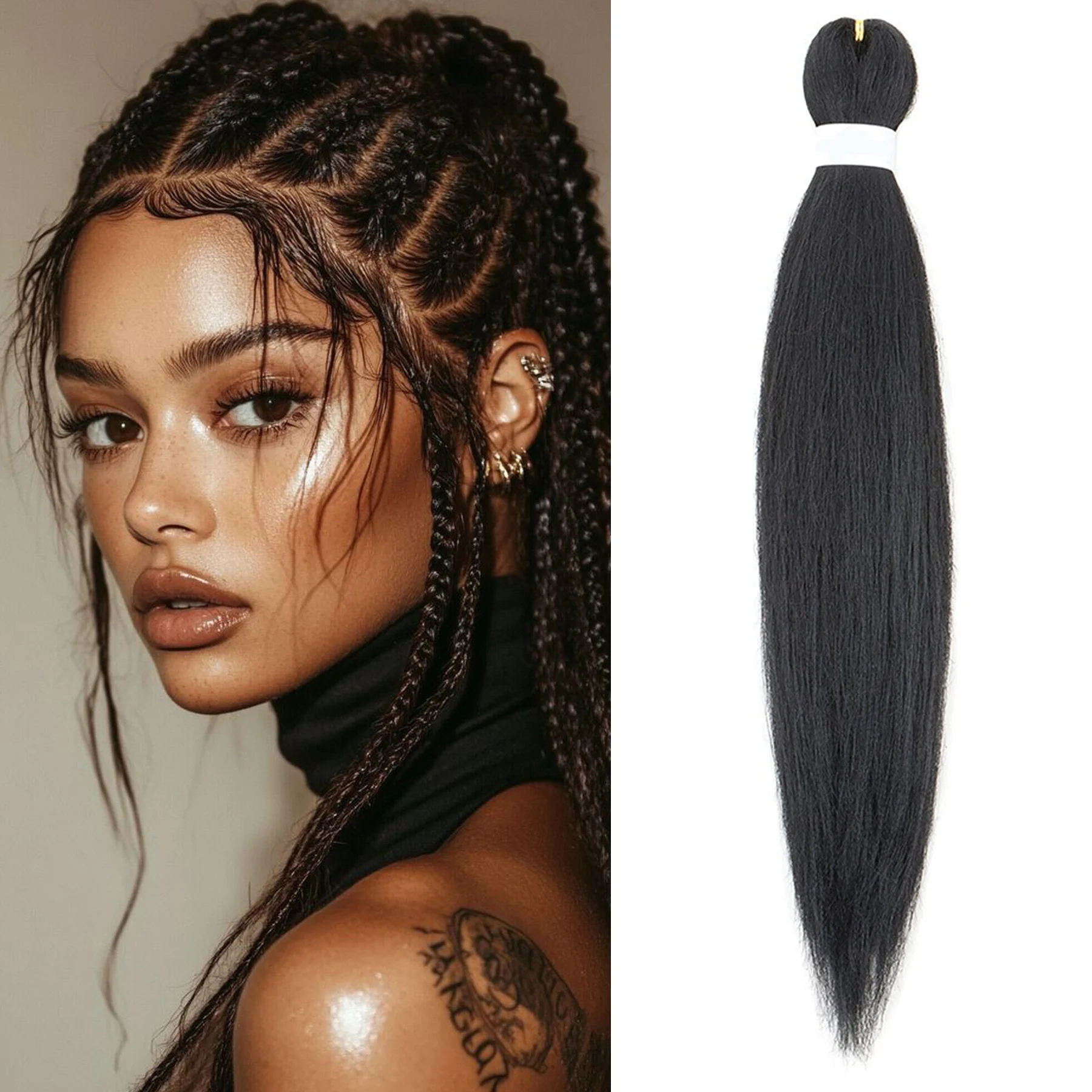 Braiding Hair Pre Stretched Soft Yaki Synthetic Crochet Hair Braid Extension Hot Water Setting Brown Black Purple Yellow Hair