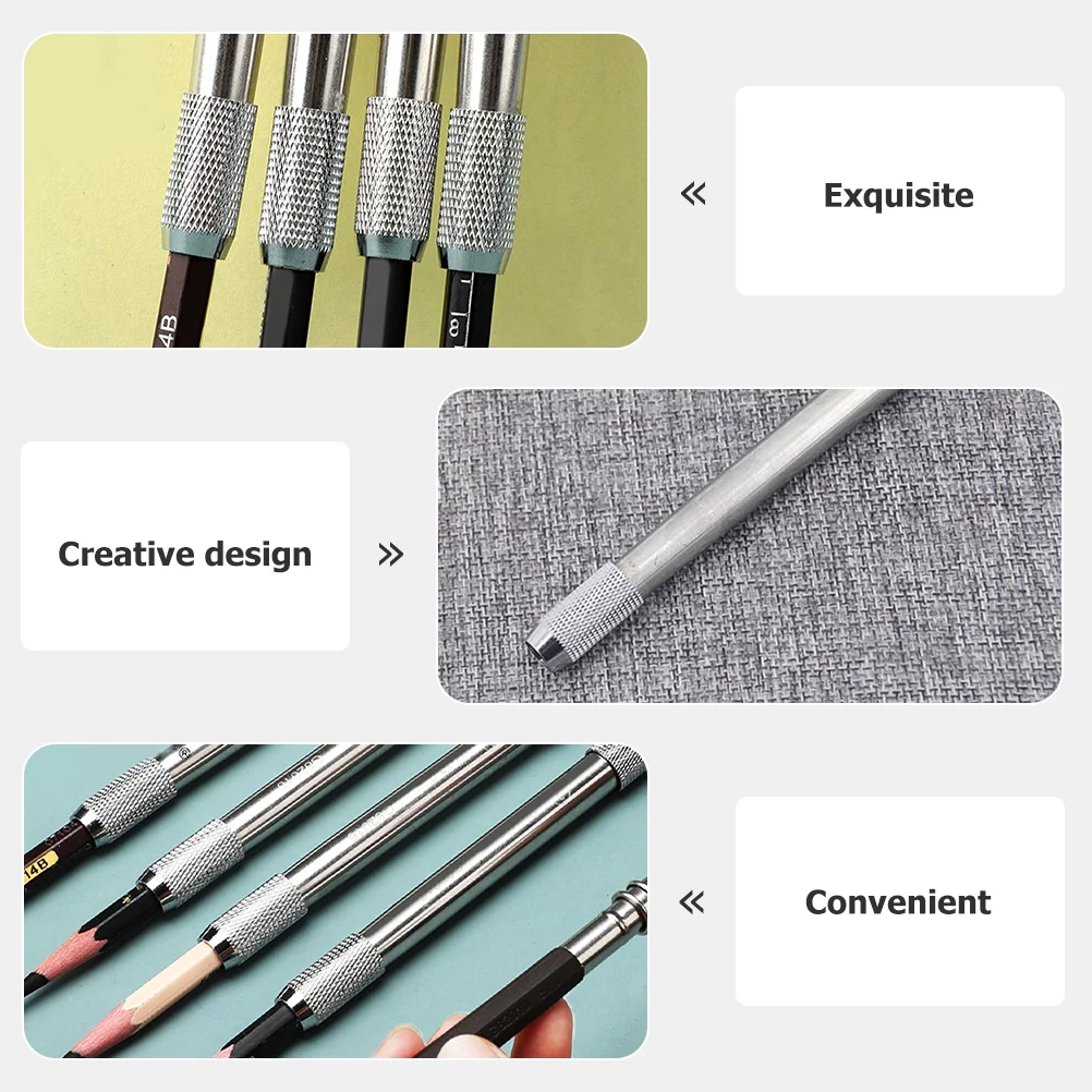 4 Pcs Lengthen Tool Color Pencils Metal Rod Extender Artist Holder School Office Supplies Student Lead