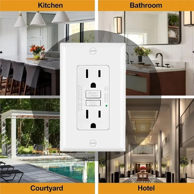 TFORU-White, Ground Fault Circuit Interrupter, Outdoor GFI, 15 Amp, 15A GFI, Weather Resistant, Wallplate Included, Outlets 1PC