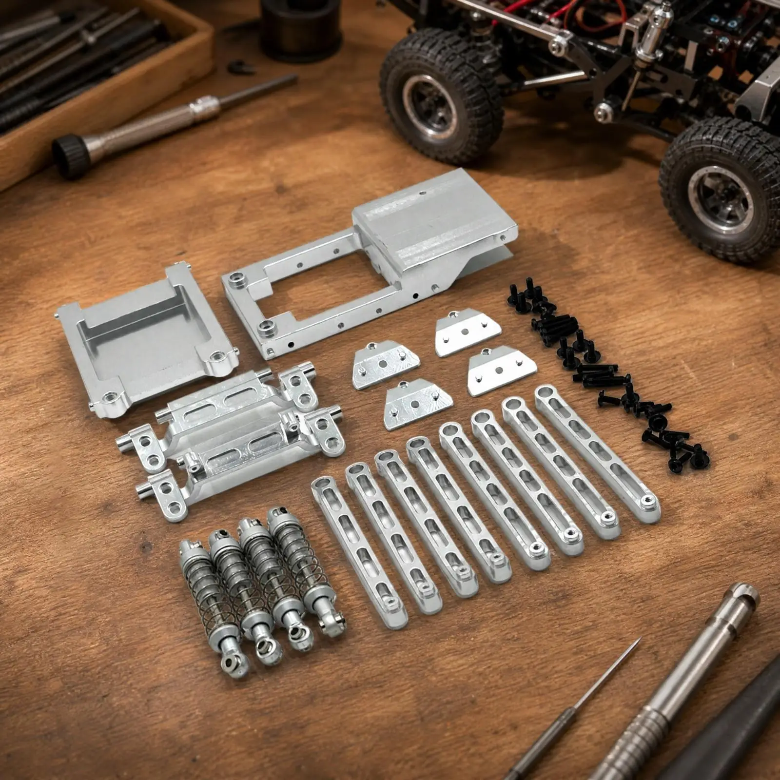 Metal RC Chassis Upgrade Kit for MN168 MN78 1 12 Car Remote Control Vehicle Aluminum Shock Linkage Rods