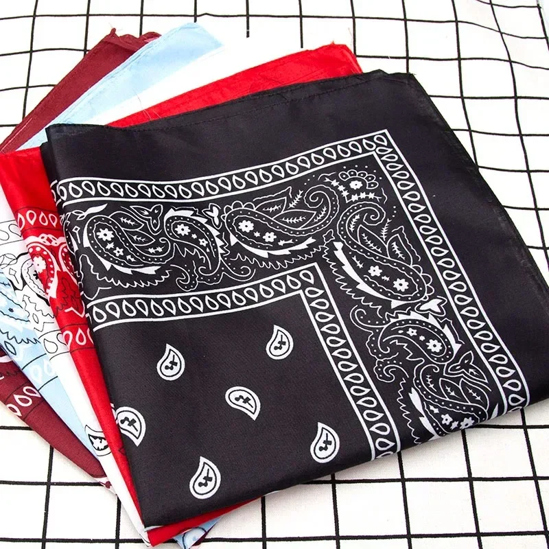 2025 New Hip Hop Bandana Kerchief Unisex Black Hair Band Neck Scarf Headwear Wrist Wraps Head Square Scarves Print Handkerchief