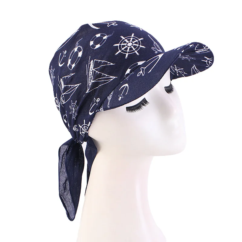 Bandana Paisley Print Turban Cap Tied Headwrap Women Baseball Cap Casual Adjustable Sun Visor Hat