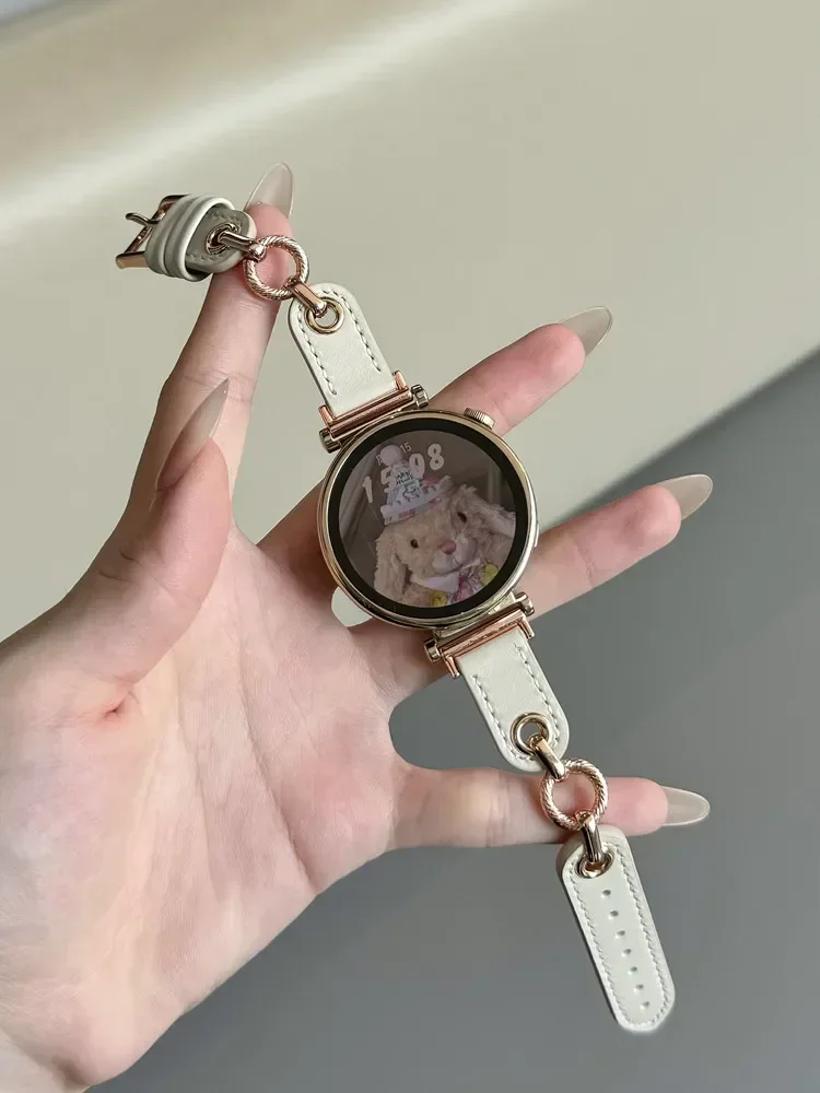 Leather Band for Samsung Galaxy Watch 7 6 Classic3 4 5Pro 40/41/42 Active Double Ring Strap for Amazfit GTR Huawei GT2 3 4 Women