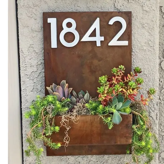 Metal Wall Mounted Planter Corten Steel Flowerpot