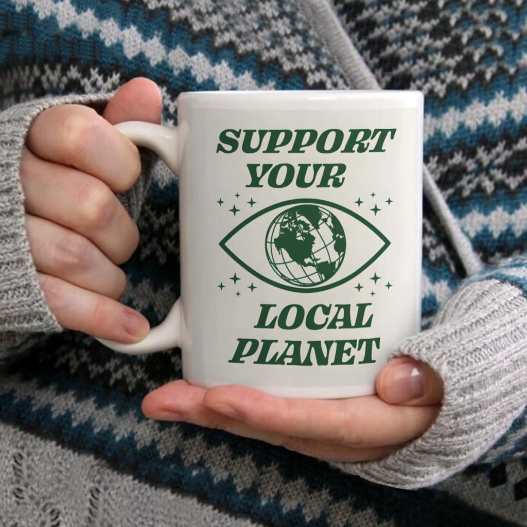 Support your Local Planet Ceramic Cup Coffee Oatmeal Breakfast Cup Creative Personality Mug