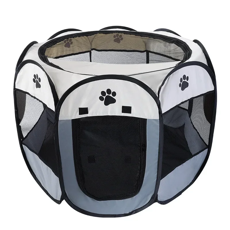 Pet Cage Fence Whelping Pen Cat Dog Scratch Resistant Washable 600D Oxford Cloth Pet Fence Pet Supplies Cat Cage Octagonal