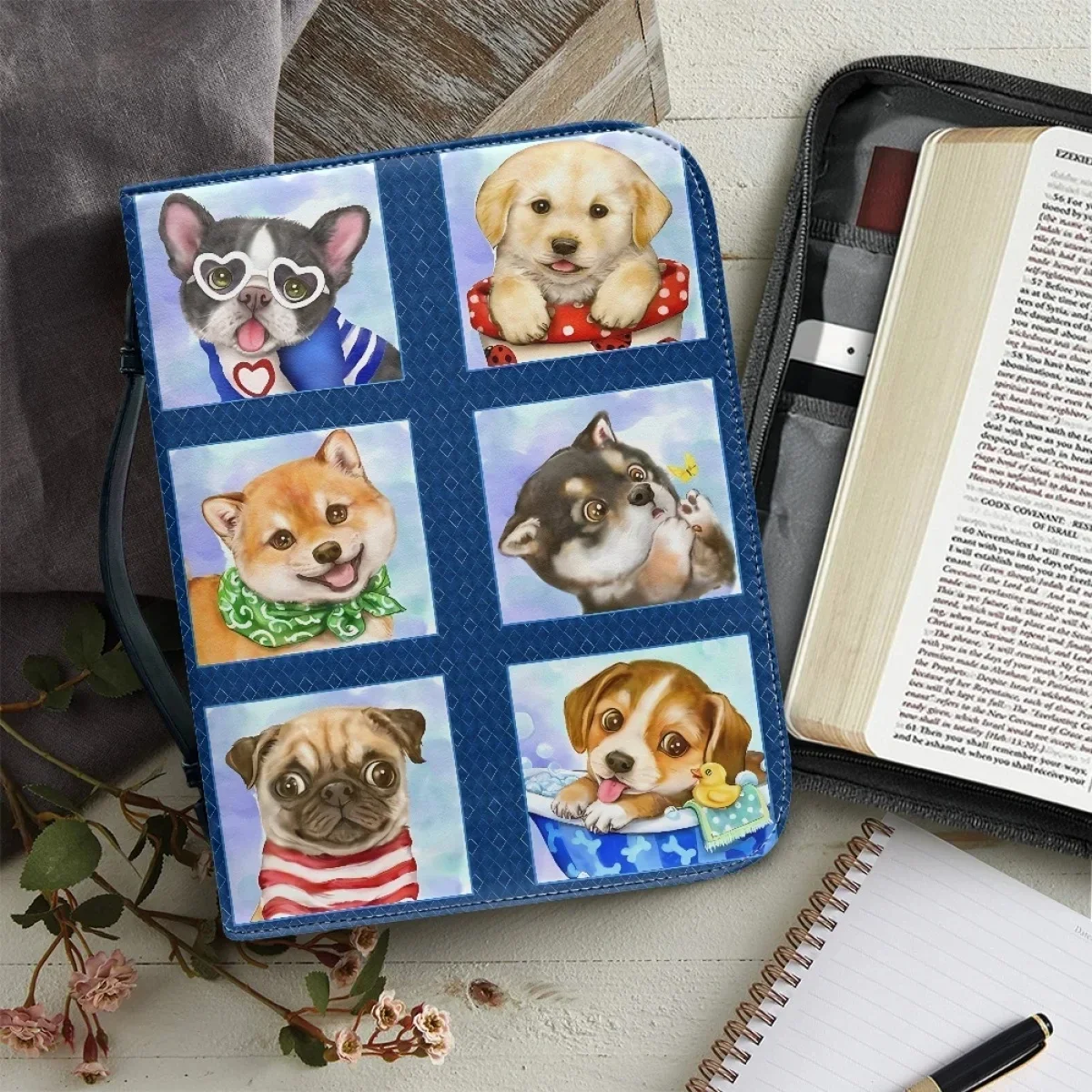 Cute Small Dog Poppy Bag Women's Leather Handbag Practical Bible Study Books Sacred Storage Box Christian Bag Bolsa Mujer New