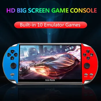 X7/X12 Plus Handheld Game Console 4.3/5.1/7.1 inch HD Screen Portable Audio Video Player Classic Game Built-in10000+ Free Games