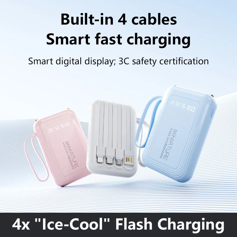 50000mAh Powerbank Super Fast Charging Led Digital Display 4 In 1 Built In Cables Power Bank For iPhone Samsung Huawei 2026 view 3