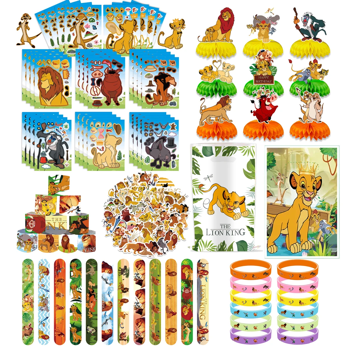 Disney Lion King Simba Birthday Party Favors Slap Bracelets Stickers Gifts Bag Christmas Stocking Fillers Party Decorations