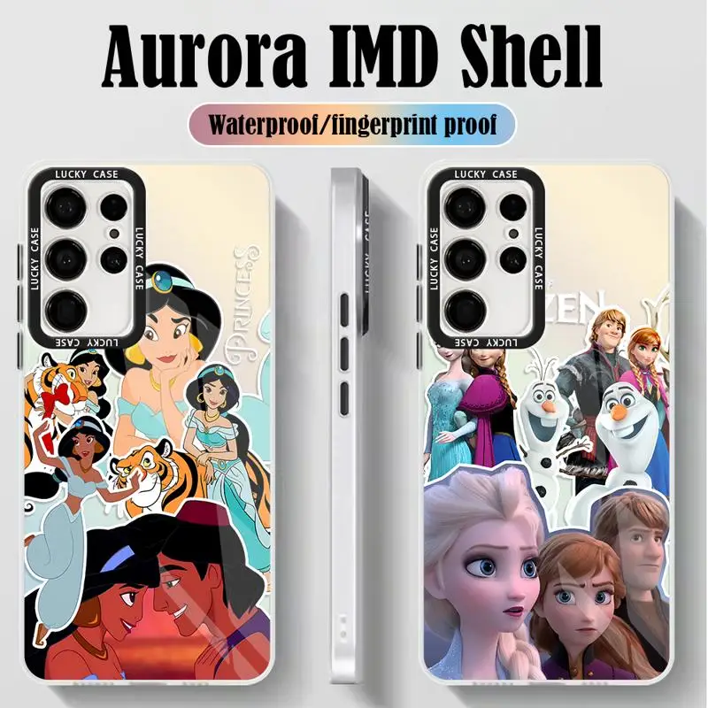 Jasmine Elsa Mulan Snow White Phone Case for Samsung Galaxy S24 S23 Ultra S22 Plus S21 S20 FE A50 Iridescent Laser Funda