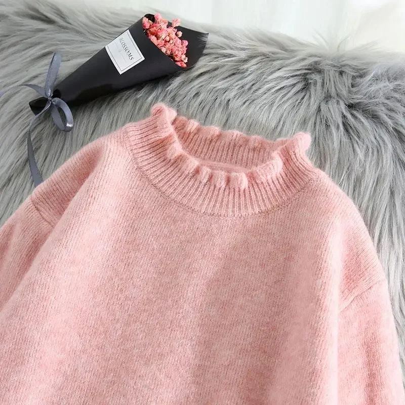 Mid-Length Sweater Female Loose Outer Wear Overknee Thickened Fall Knitted Sweater Dress Woman Vestido De Mujer Femme Robe