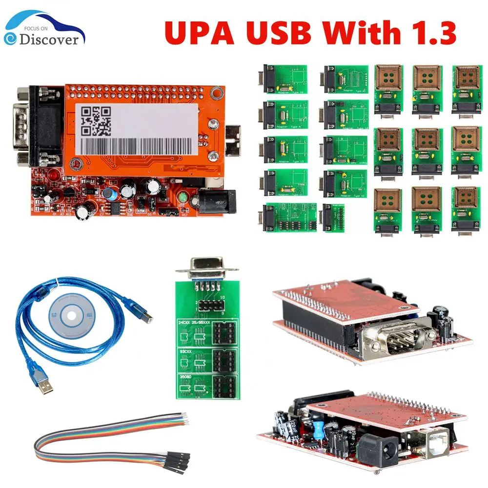 

USB-программатор горячая Распродажа UPA V1.3, USB-адаптеры, инструменты для настройки микросхем UPA, программатор ECU с полным адаптером, USB-программатор UPA