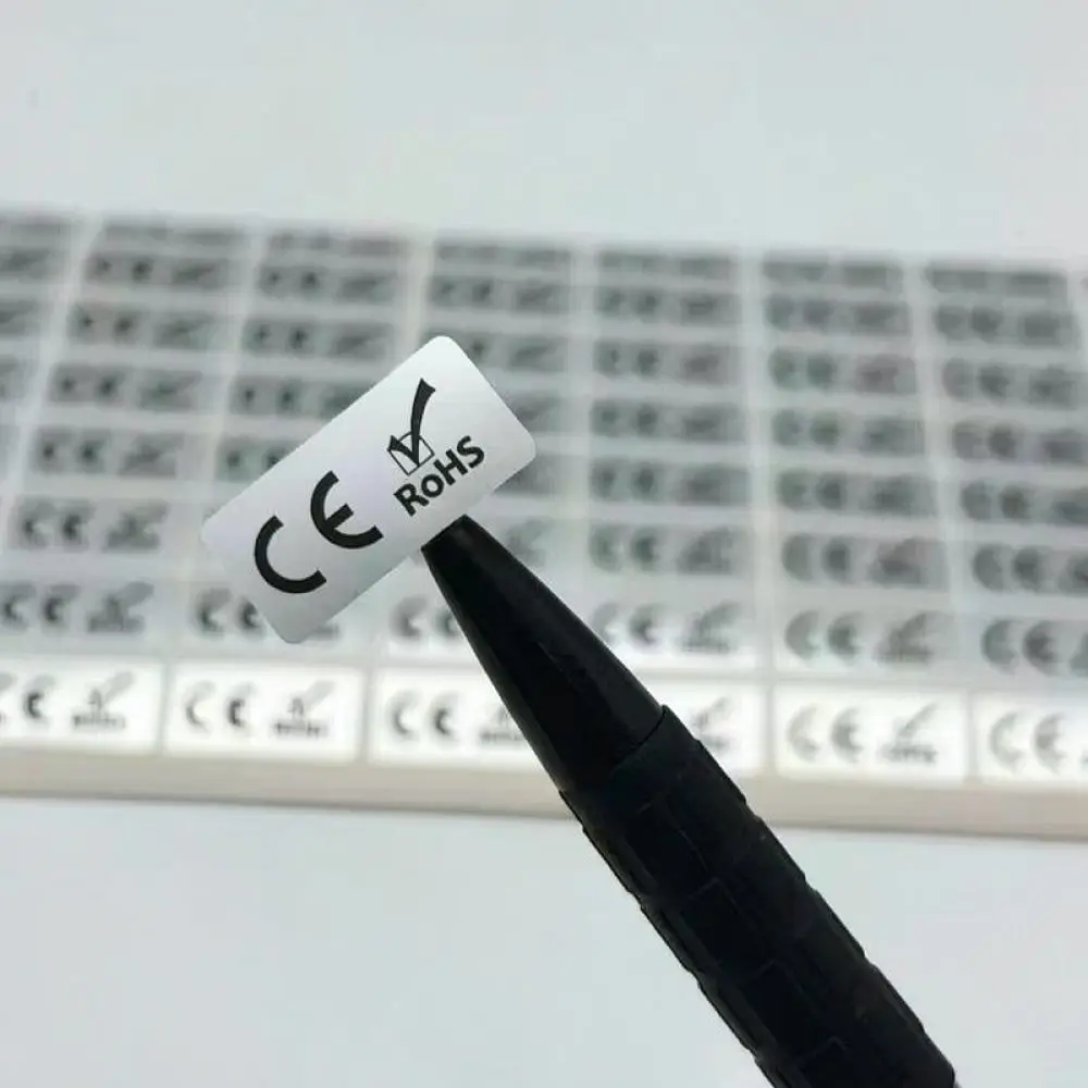 Professional Regulatory Certification Stickers For Consumer Electronics EU UKCA RoHS Compliance Marking Adhesive PVC Decals