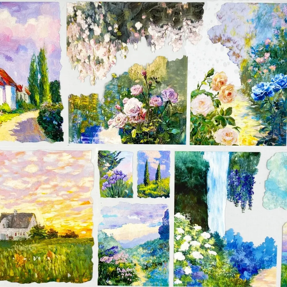 1 Loop Washi PET Tape Eternal Pastoral Flower Field Landscape Design Sticker for Journal Decoration DIY Scrapbooking Stationery