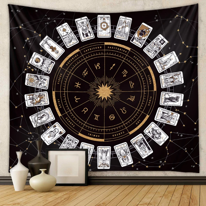 VIKAMA Bohemian Celestial Tapestry Mysterious Moon Phase Wall Hanging Bedroom Living Room Room Decoration Home Decoration