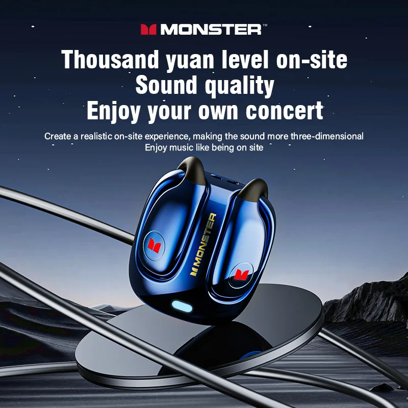 سماعات بلوتوث Monster MQO22 TWS بتصميم مشبك يعمل باللمس عالي الدقة مع ميكروفون وسماعات رأس رياضية للألعاب #4