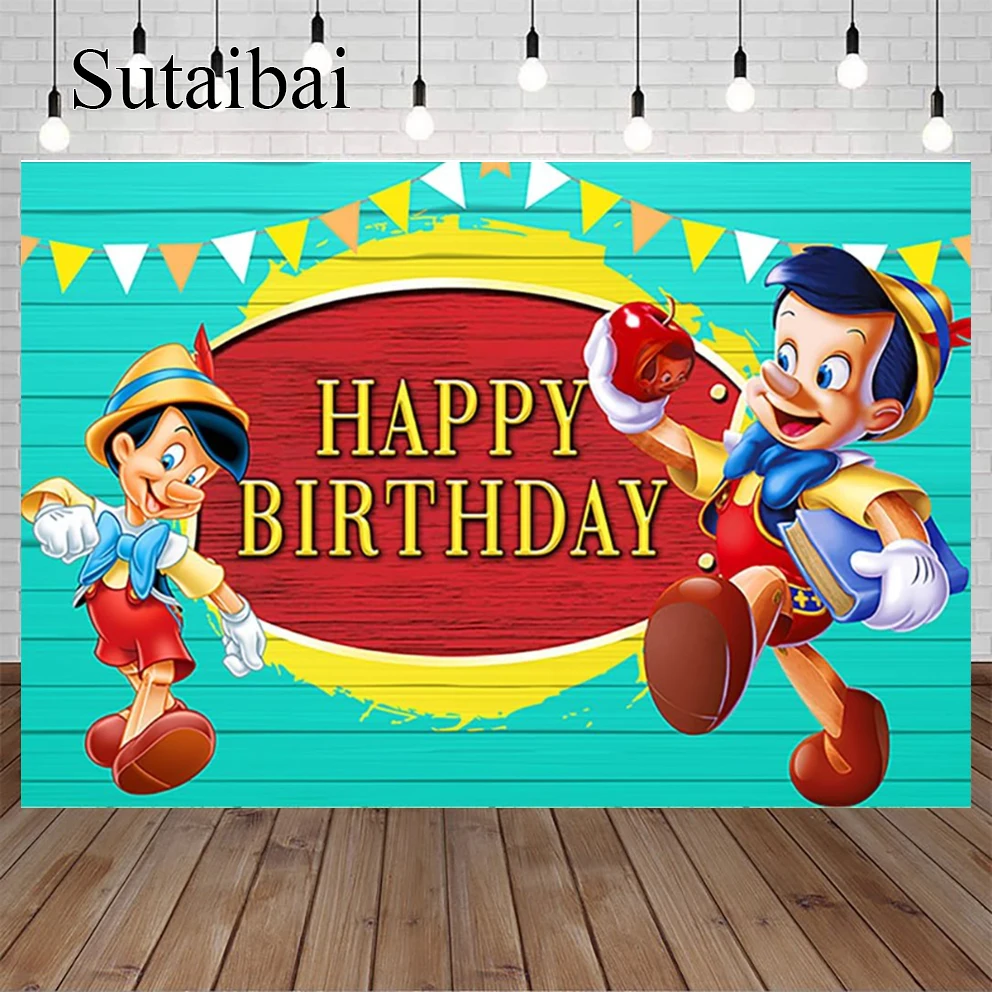 

Pinocchio Backdrop for Birthday Party Supplies Wood Photo Backgrounds Pinocchio Birthday Theme Baby Shower Banner