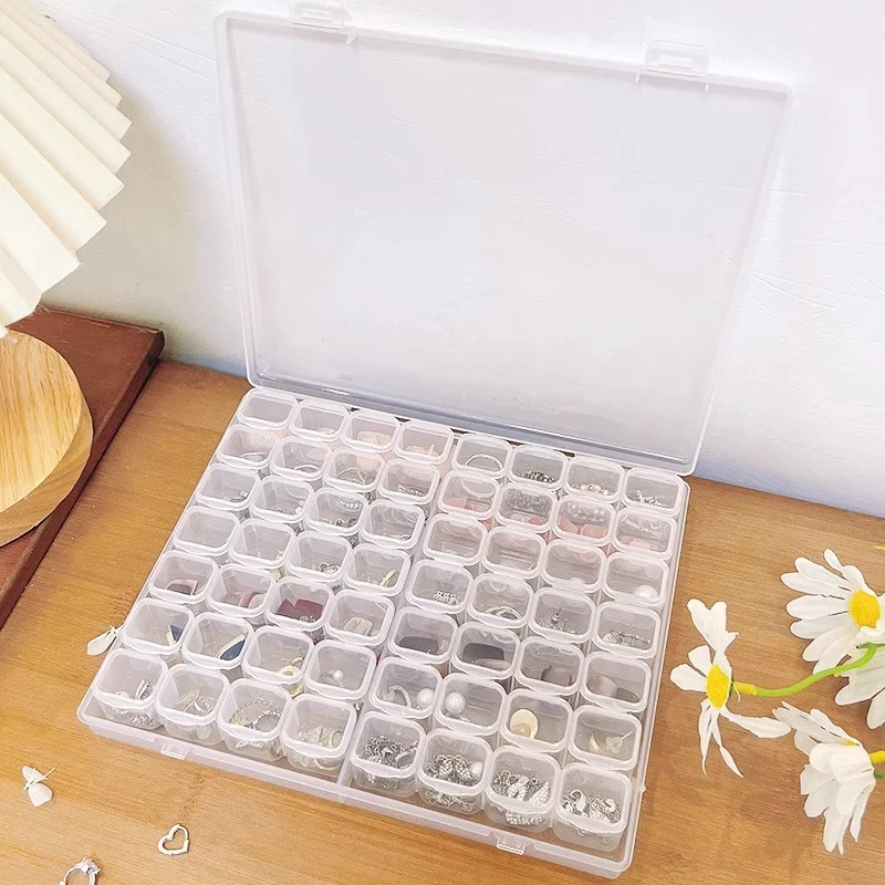 

56 Grids Rectangle Plastic Jewelry Box Compartment Storage Box Case Jewelry Earring Bead Craft Display Container Organizer