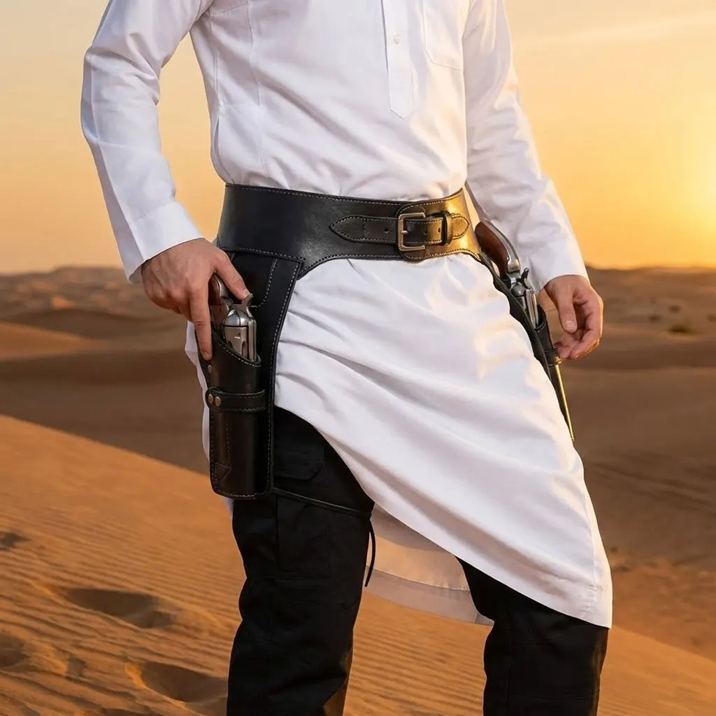 

Мужской арабский тобе на Ближнем Востоке — воротник-стойка в стиле Катара с карманом