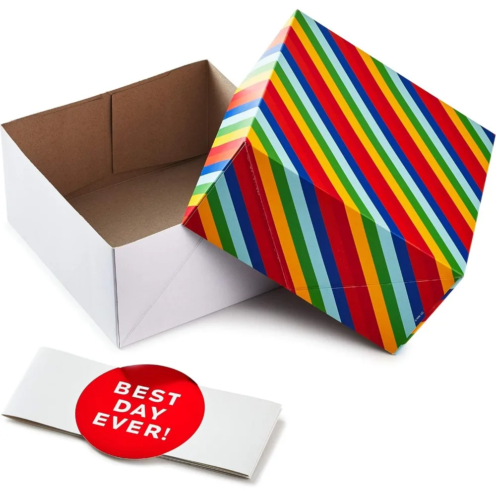 Colorful Gift Boxes Assorted Sizes Rainbow Stripes Dots Stars for Birthday Wedding Graduation Baby Shower Party All Occasions Treats Cookies Packaging view 5