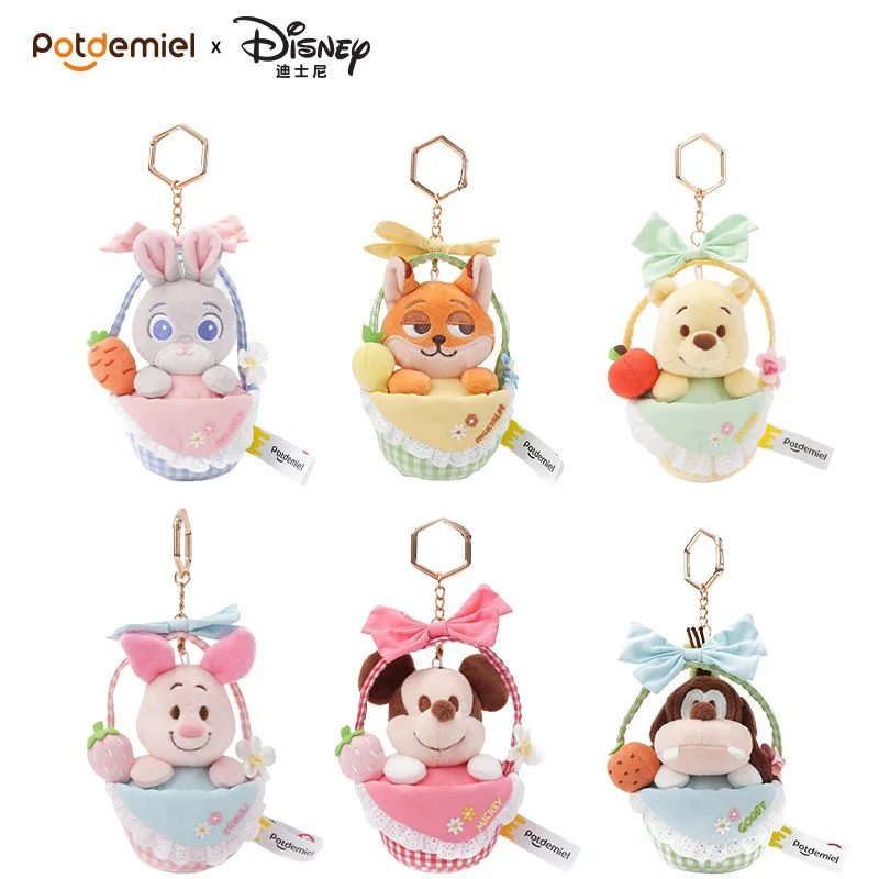 Spring Limited Cartoon Plush Keychain Winnie Mickey Goofy Piglet Judy Nick Mini Stuffed Doll Bag Pendant Lovely Decor Birthday
