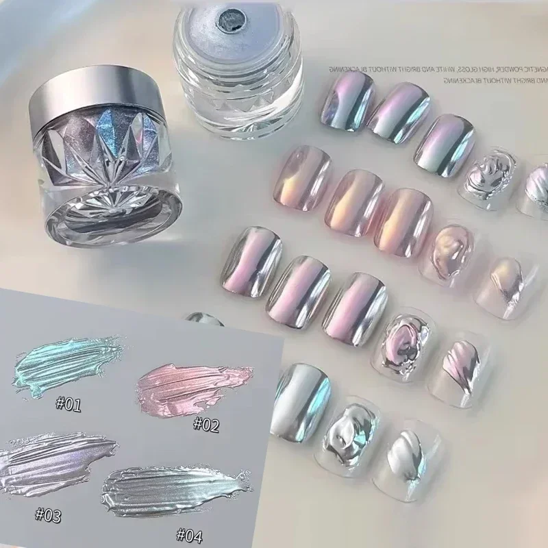 Poudre à paillettes miroir N64.Glitter, poussière chrome, œil de chat, métal brillant, amélioration des ongles, manucure, décoration des ongles Aurora