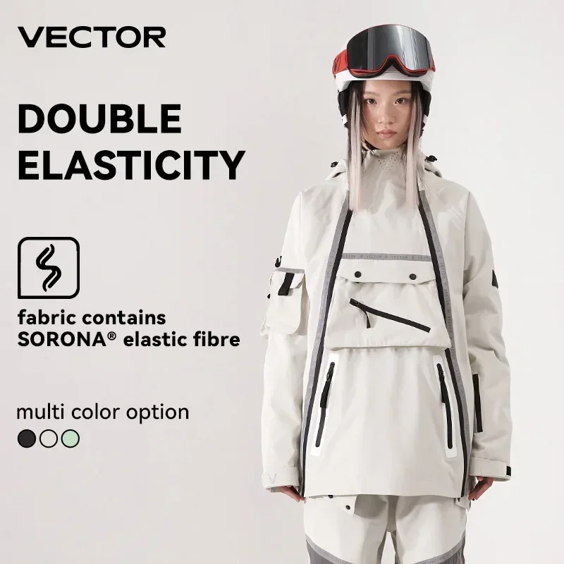 VECTOR Chaqueta de esquí para hombre y mujer, chaqueta de esquí profesional impermeable, holgada, cálida, a prueba de viento, de una sola tabla y doble