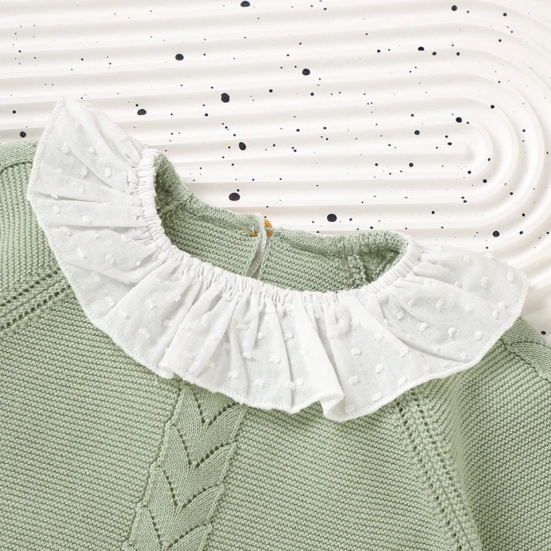 Infant Baby Clothes Sets Cotton Knit Newborn Girls Boys Pullover +Shorts Star Children Kid Sweater +Pants Fashion Ruffles Collar