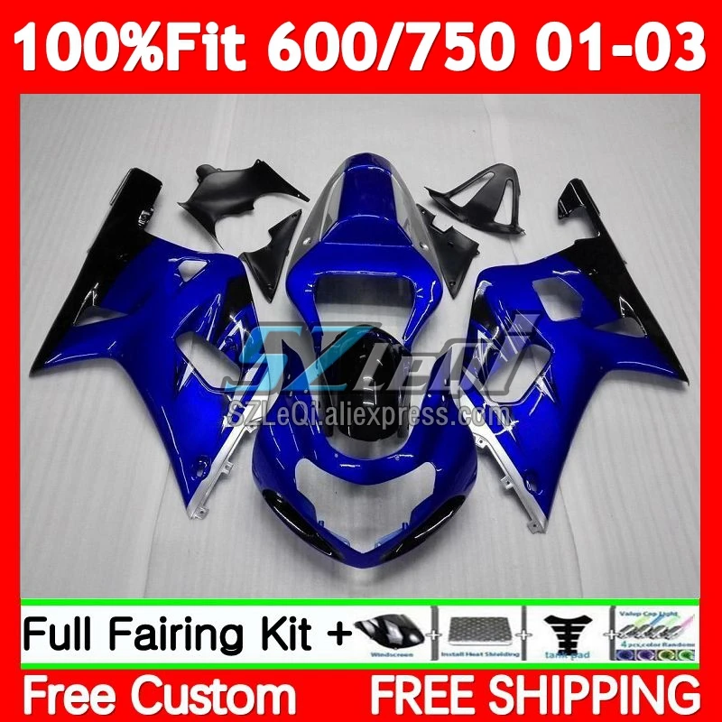 Injection For SUZUKI GSXR750 K1 GSXR 750 600 CC 74No.48 GSXR-750 GSXR600 01 02 03 GSX-R600 2001 2002 Factory blue 2003 Fairings