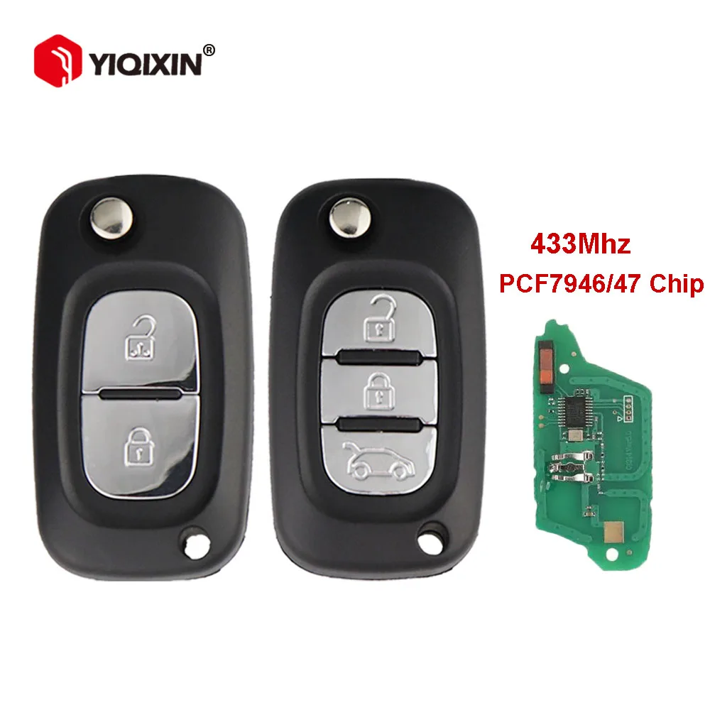 YIQIXIN 433Mhz zdalny kluczyk do Renault Scenic III Master Kangoo Dacia Modus ruchu Twingo 2009-2015 Chip ID46 PCF7946/47