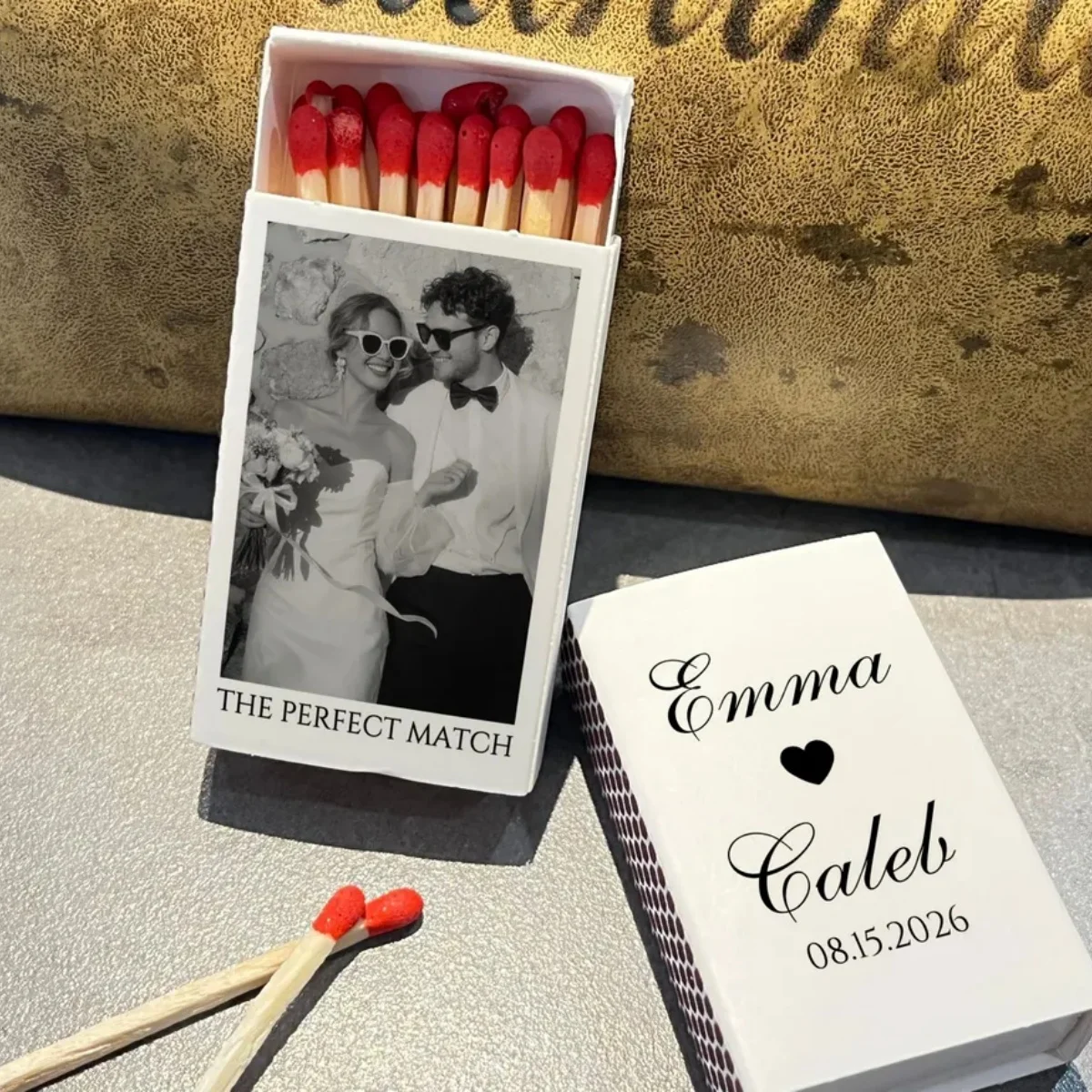 

Идеальная коробка для свадебных спичек с фотографией пары — двусторонние свадебные спички на заказ оптом — свадебный душ и помолвка