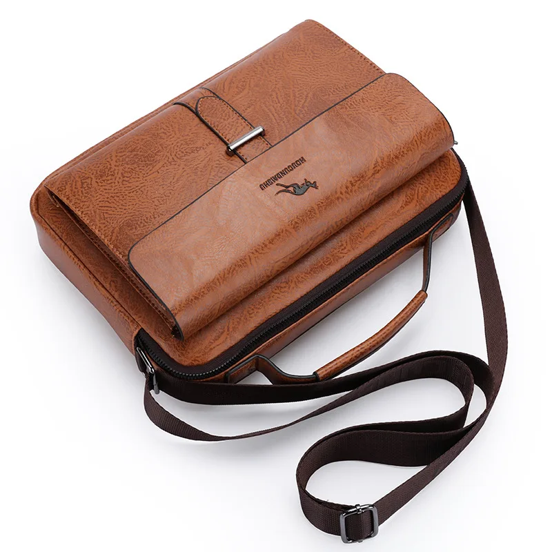 Luxury Brand Men\'s designer bag Vintage Shoulder Bag PU Leather Messenger Bag Fashion Crossbody Bag Male Handbag For IPAD