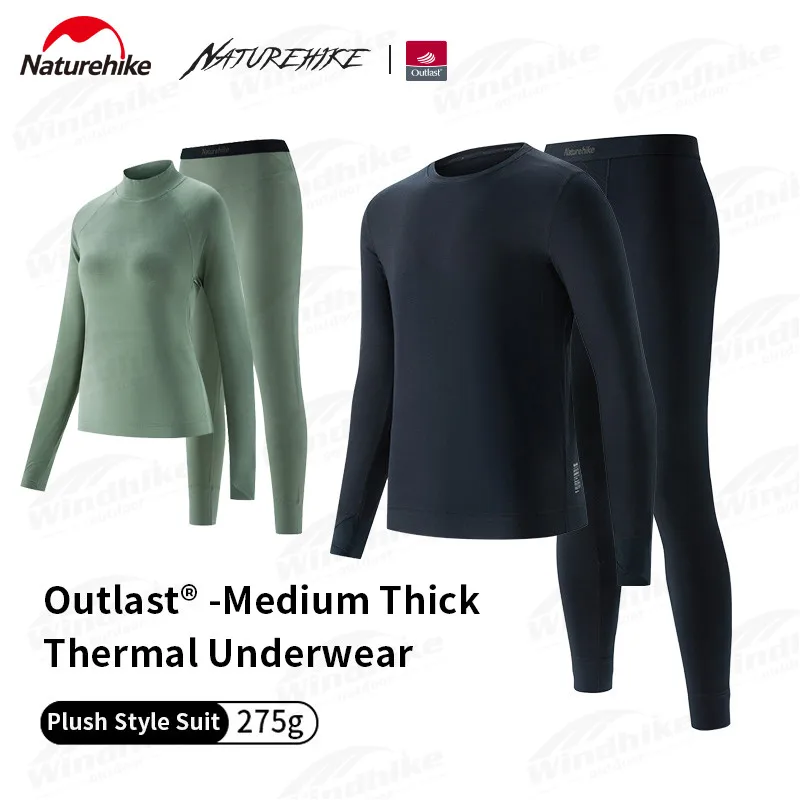 Naturehike Autumn Warm Underwear -5℃~5℃ Plush Keep Warm Outdoor Sport Fitness Sweat Wicking Tight Clothing Breathable Woman/Man