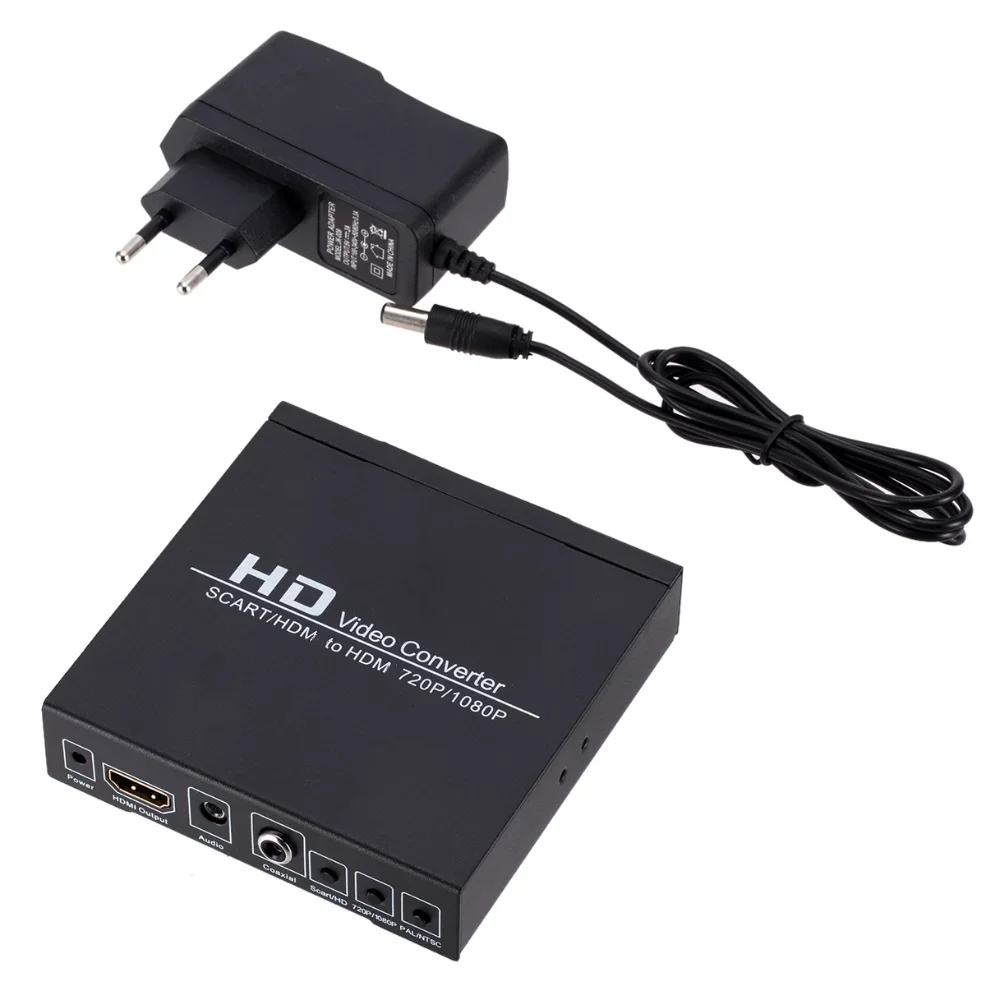 Convertidor de adaptador de vídeo compatible con SCART a HDMI, convertidor de vídeo HD para HDTV Sky Box, enchufe STB para TV HD, DVD, PC, ordenador portátil