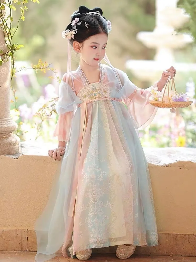 Hanfu Girls' Dress Summer Children's Ancient Style Super Fairy Robe Dress Long Sleeve Dress 2026 New