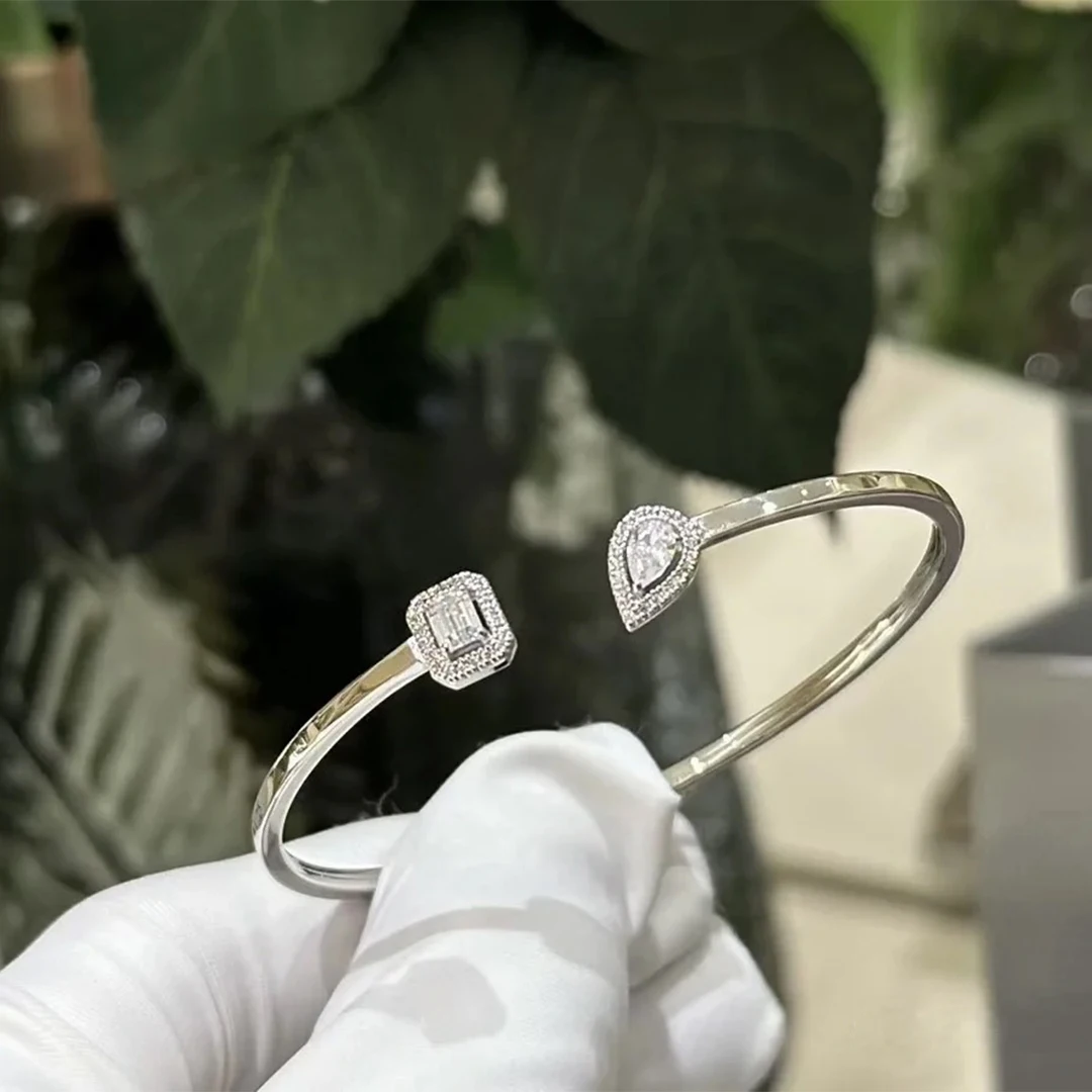 S925 Silver Luxury Jewelry Water Drop Series Women's Diamond Bracelet. Open Design Party Jewelry Accessories